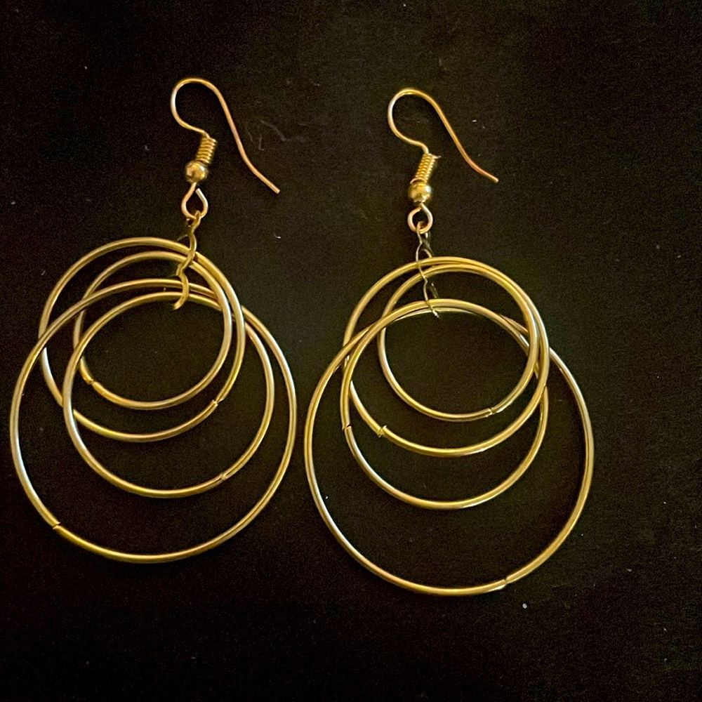 Gold Statement Earrings with Cascading Hoops